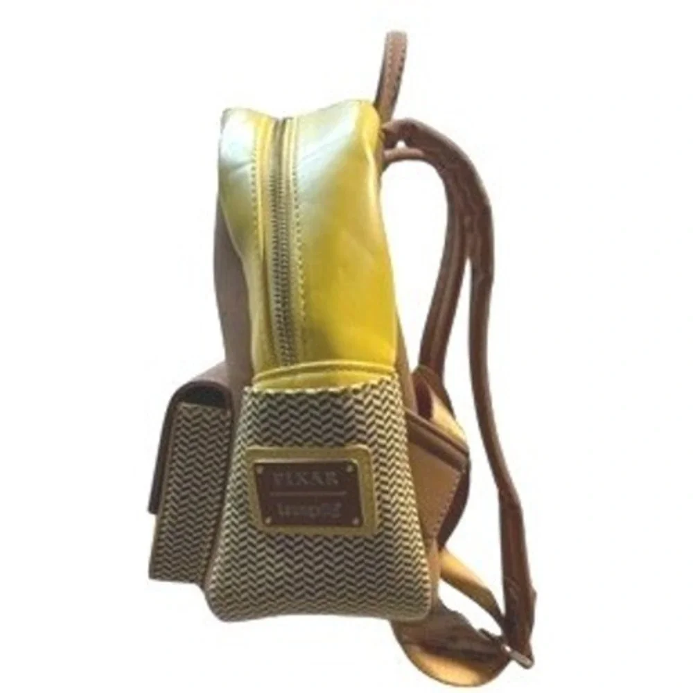 Loungefly Pixar Coco Miguel Mini Backpack Brown Yellow Herringbone‎ Quote Bag